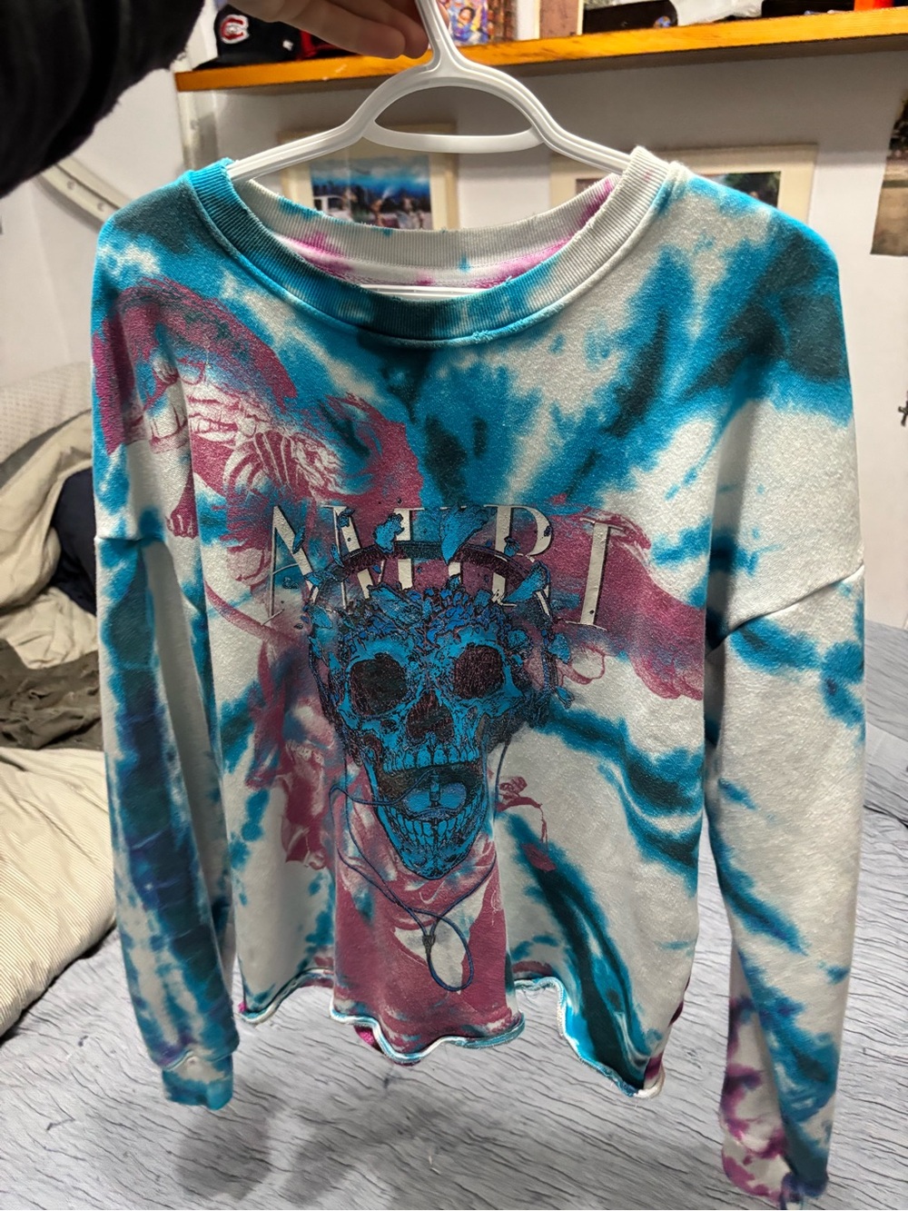 AMIRI Tie-Dye Crewneck Sweatshirt - Teal & Magenta - Picture 4 of 4